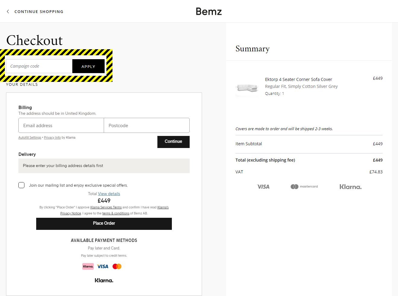 How to use a Bemz Discount Code