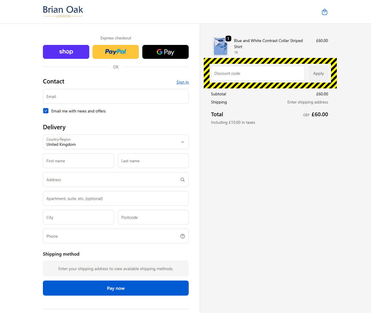 Brian Oak London Discount Code