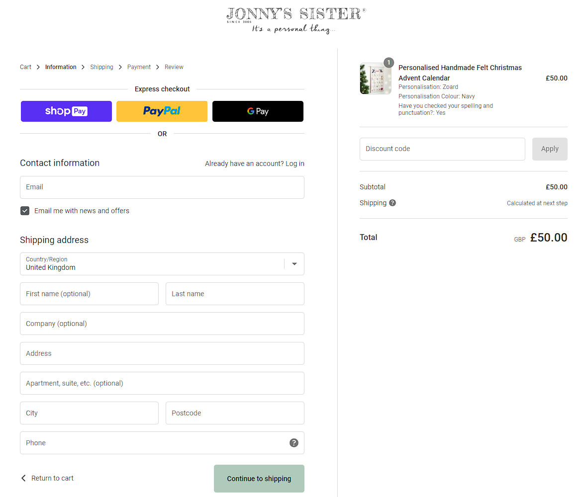 Jonny's Sister Discount Code Jonny's Sister Discount Code