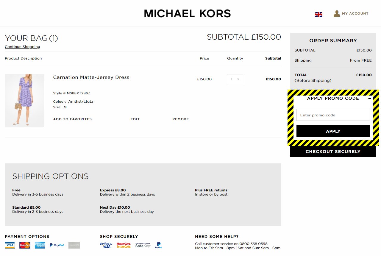 michael kors code discount