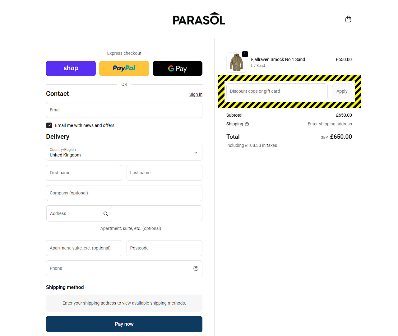 Parasol Store Discount Code