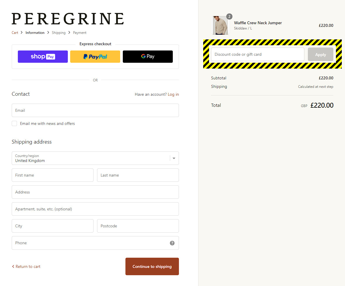 Peregrine Clothing Discount Code