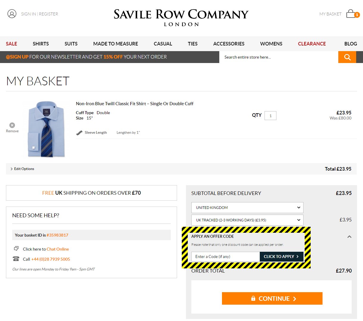 How to use a Savile Row Company Discount Code