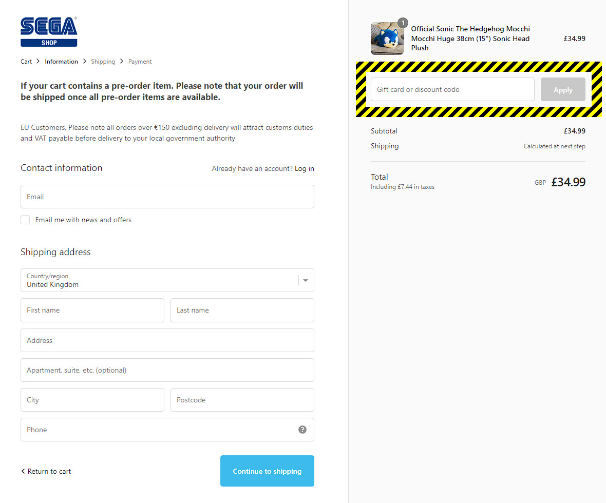 SEGA Shop Discount Code SEGA Shop Discount Code