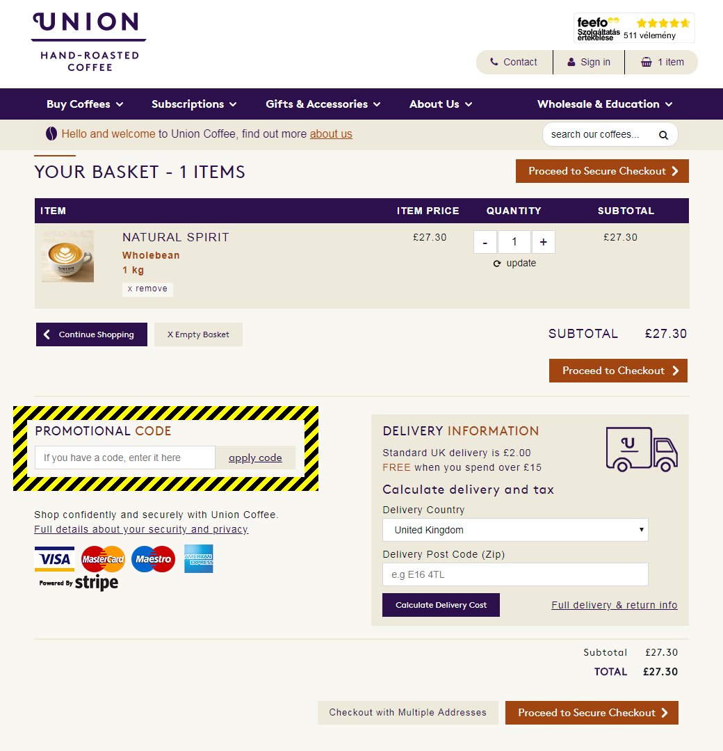 Union HandRoasted Coffee Discount Codes March 2025
