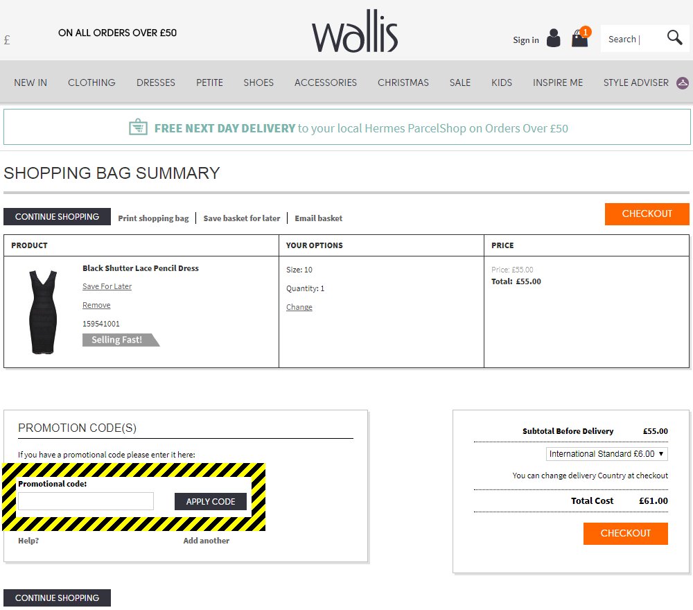 Wallis Discount Code