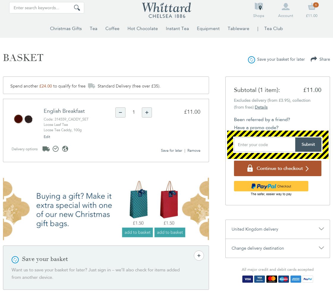 Whittard of Chelsea Discount Code